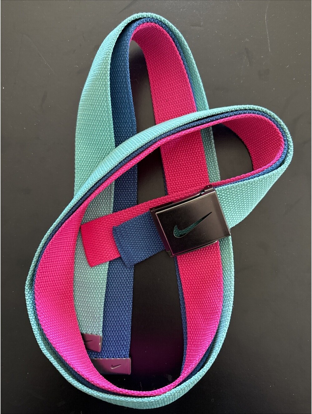 Nike Golf Web Belt Hot pink Blue And Teal Buckle Belt One Size *48.5”* Long
